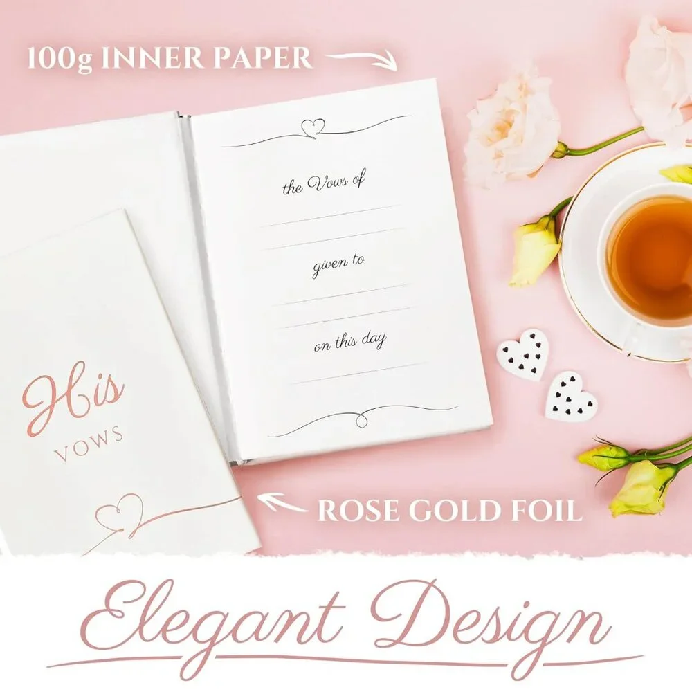 Hard Cover His and Her Rose Gold Wedding Vow Book - Picture 5 of 7